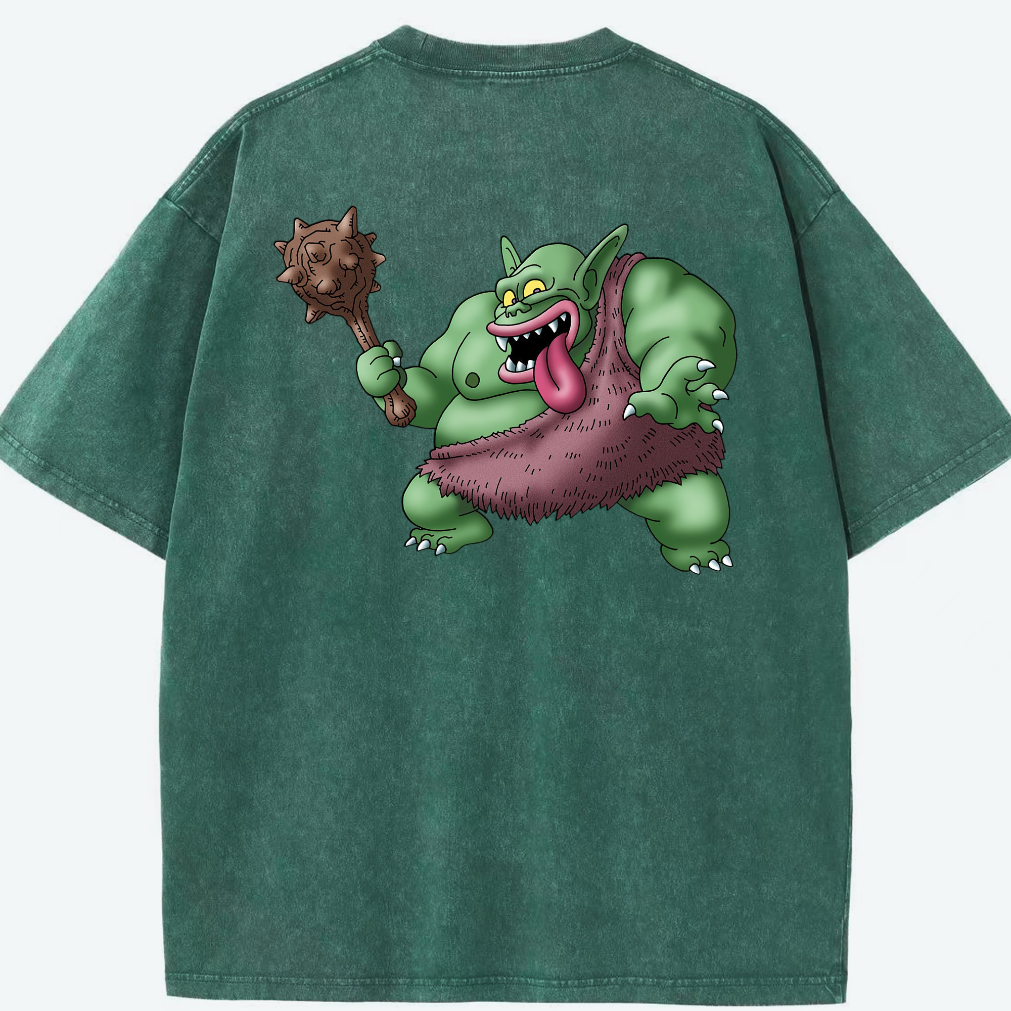（画像用） ドラゴンクエスト Doragon Kuesuto Dragon Quest 綿100% ヴィンテージ風 半袖Tシャツ（背面プリント）